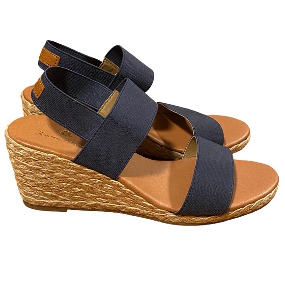 Tommy Bahama Shoes - Tommy Bahama navy blue Sakura espadrille elastic wedge sandal heels size 10M